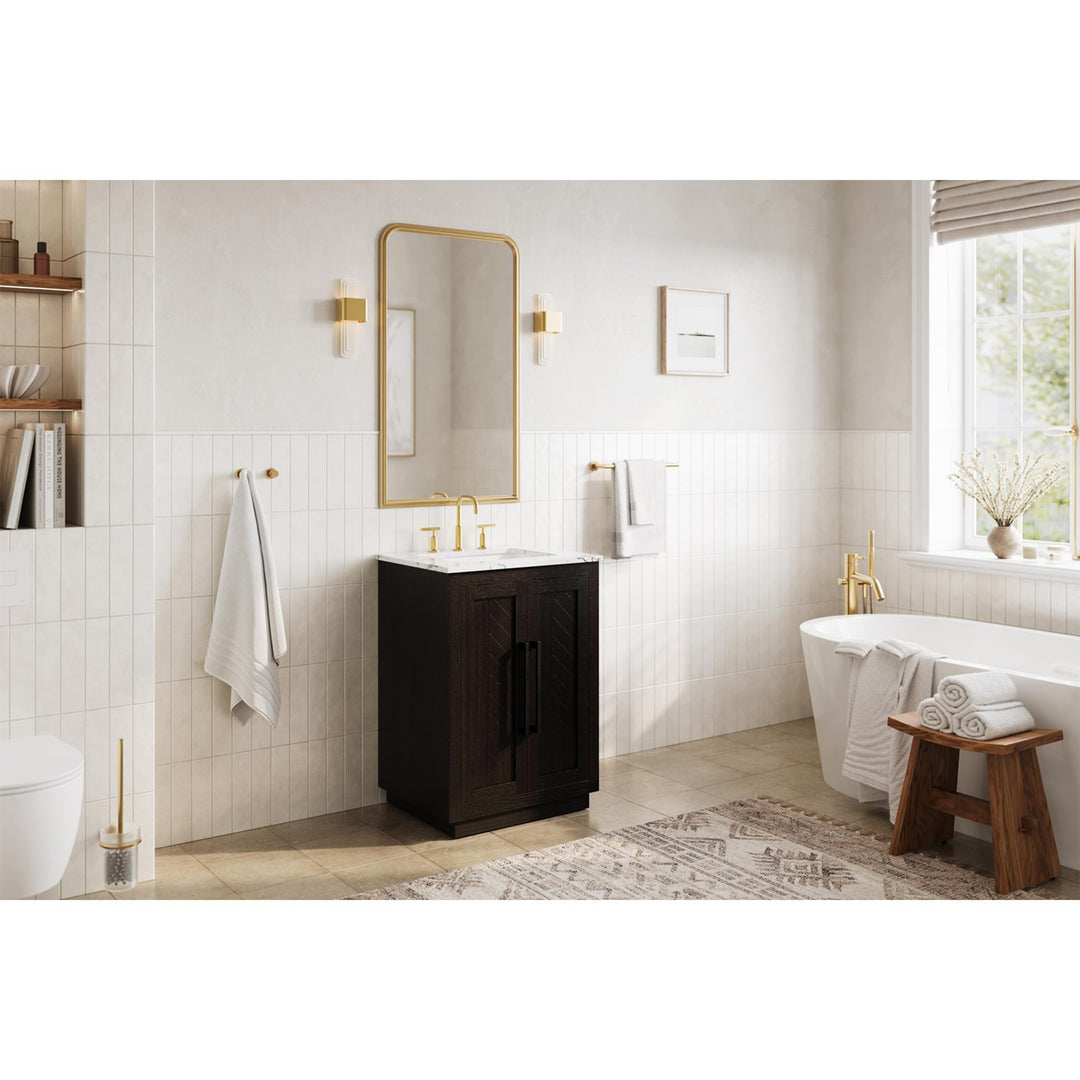 24 Inch Single Bathroom Vanity In Chocolate Oak - View 2 - Joshua Marshal