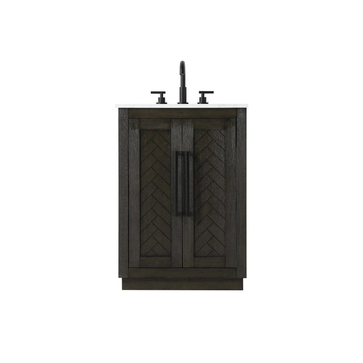 24 Inch Single Bathroom Vanity In Chocolate Oak - View 3 - Joshua Marshal