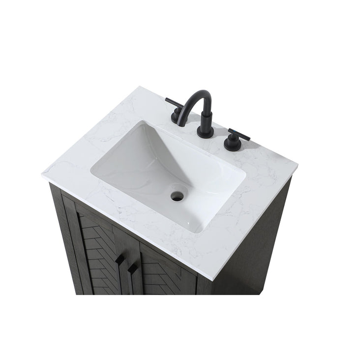 24 Inch Single Bathroom Vanity In Chocolate Oak - View 4 - Joshua Marshal