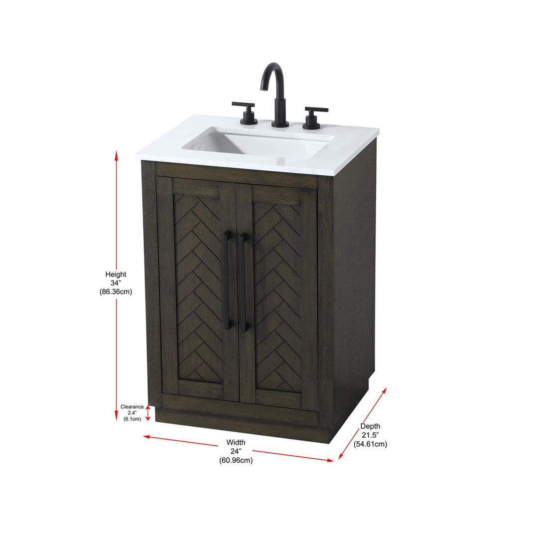 24 Inch Single Bathroom Vanity In Chocolate Oak - View 6 - Joshua Marshal