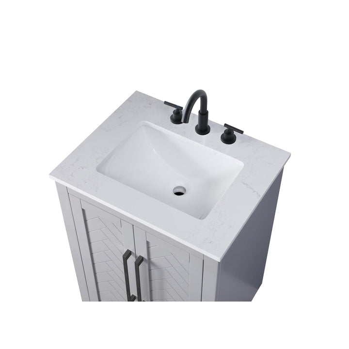 24 Inch Single Bathroom Vanity In Grey - View 5 - Joshua Marshal
