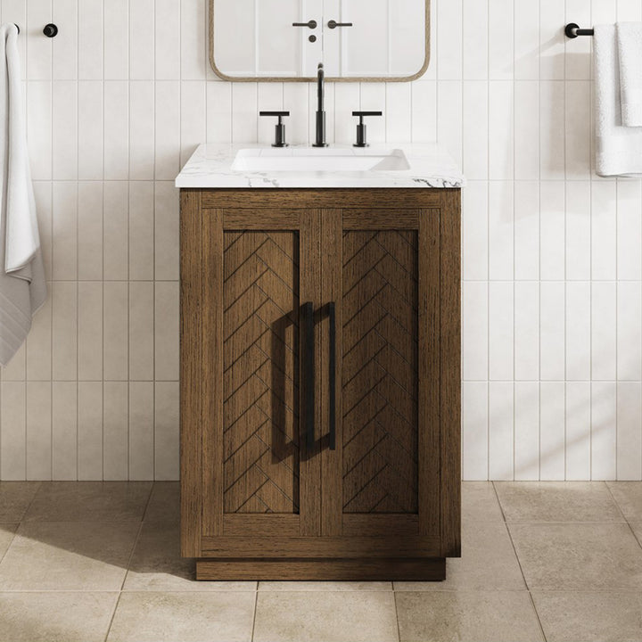 24 Inch Single Bathroom Vanity In Hazel Oak Hazel Oak Finish - KITCHEN & BATH by Joshua Marshal