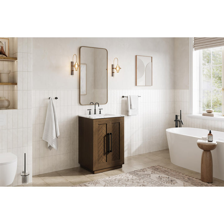 24 Inch Single Bathroom Vanity In Hazel Oak - View 2 - Joshua Marshal