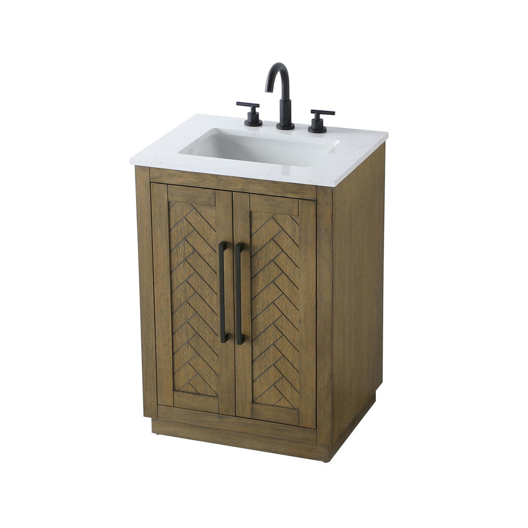24 Inch Single Bathroom Vanity In Hazel Oak - View 3 - Joshua Marshal