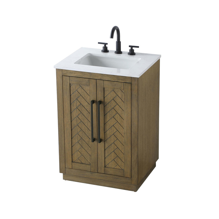 24 Inch Single Bathroom Vanity In Hazel Oak - View 3 - Joshua Marshal