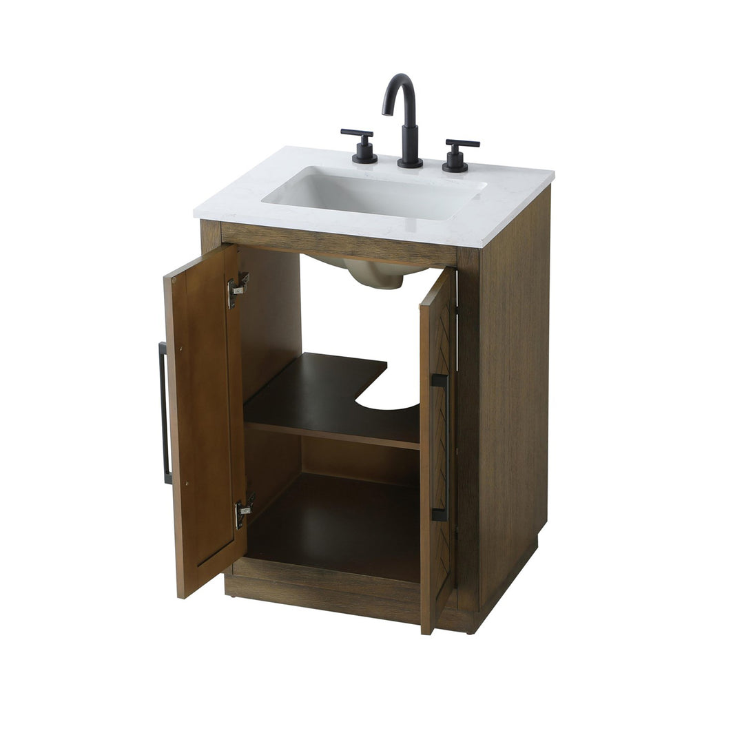 24 Inch Single Bathroom Vanity In Hazel Oak - View 4 - Joshua Marshal