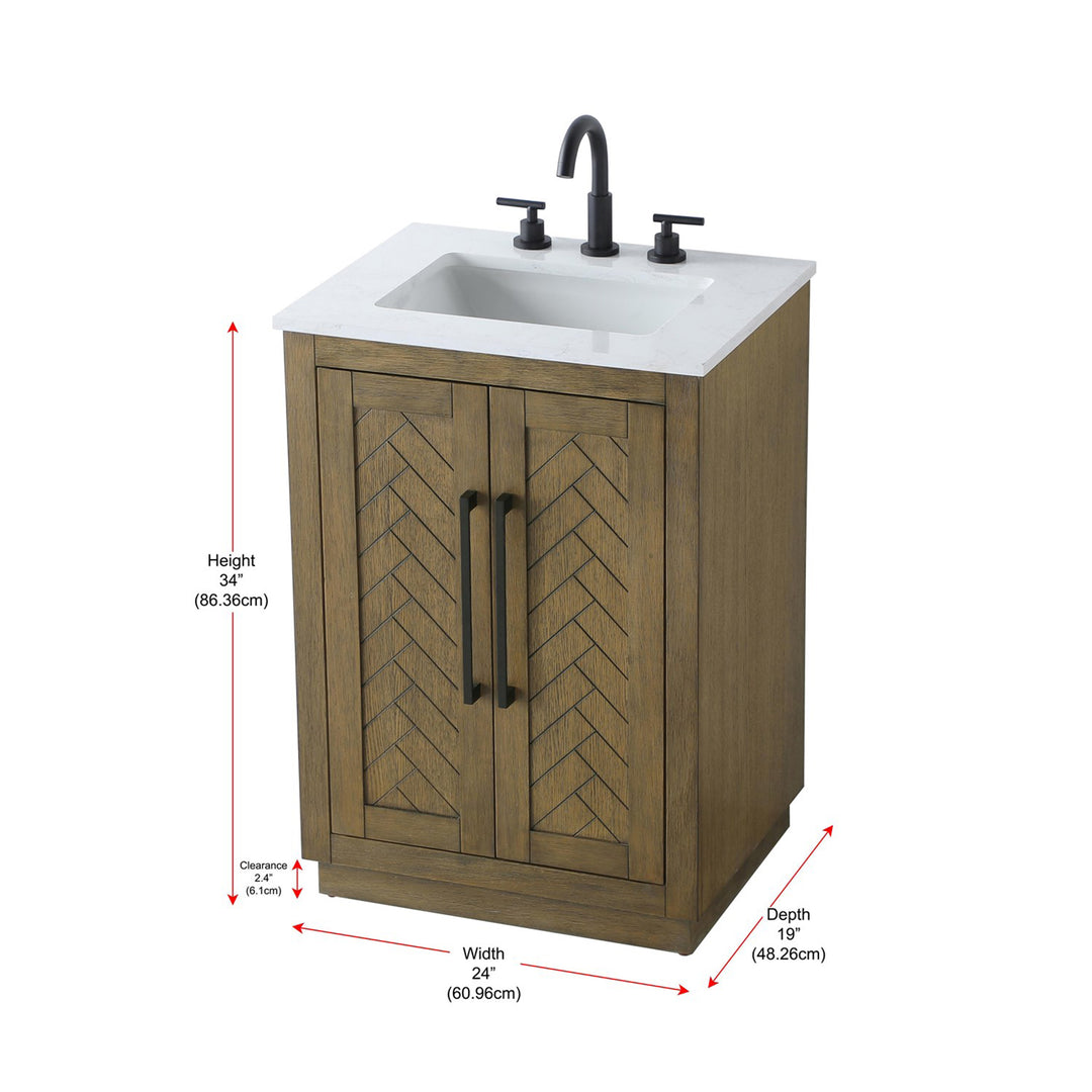 24 Inch Single Bathroom Vanity In Hazel Oak - View 6 - Joshua Marshal