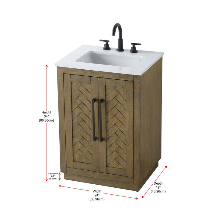 24 Inch Single Bathroom Vanity In Hazel Oak - View 6 - Joshua Marshal