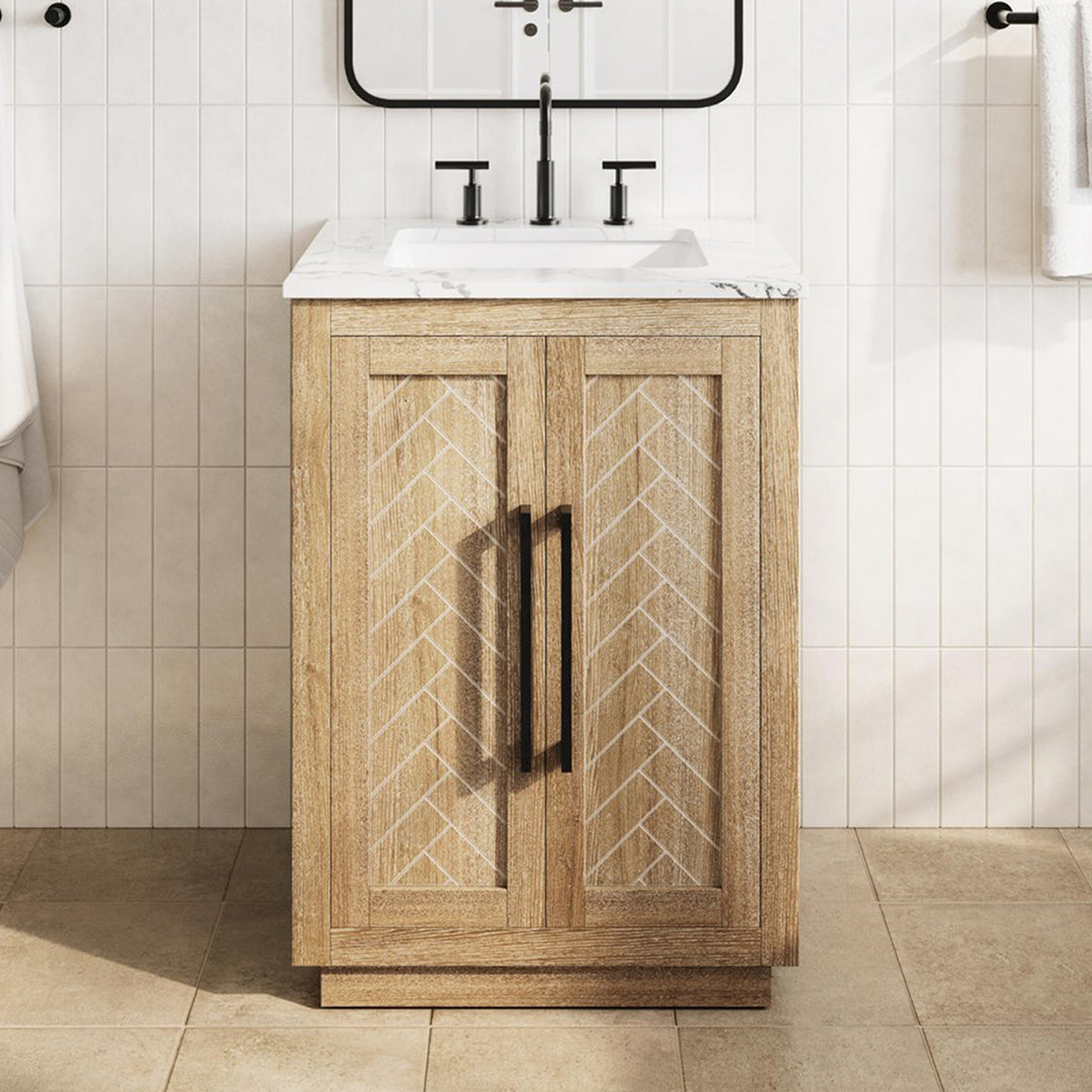 24 Inch Single Bathroom Vanity In Linen Oak Linen Oak Finish - KITCHEN & BATH by Joshua Marshal