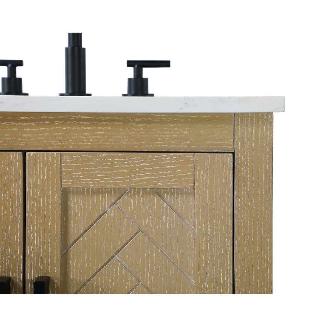 24 Inch Single Bathroom Vanity In Linen Oak - View 4 - Joshua Marshal