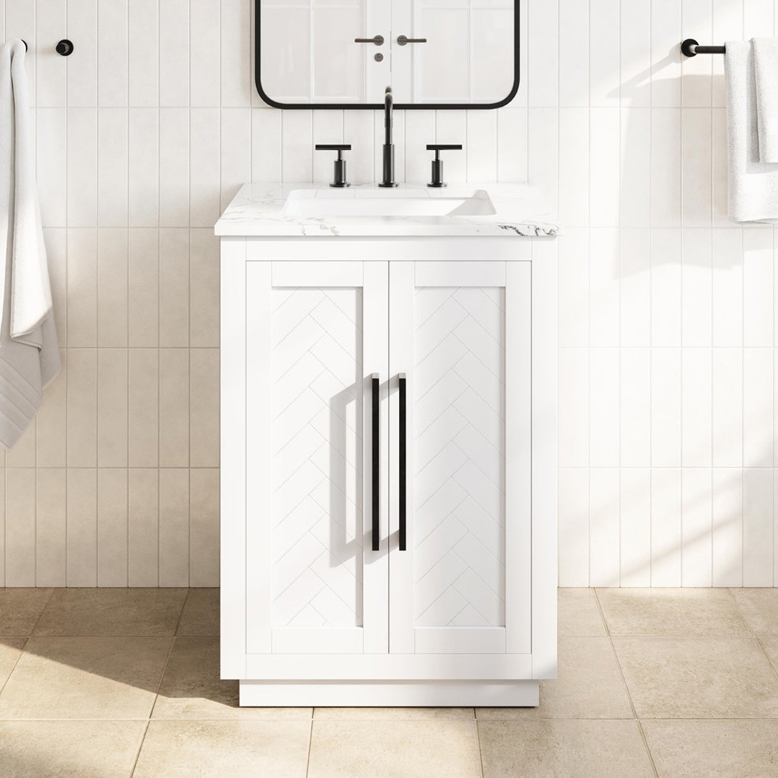24 Inch Single Bathroom Vanity In White White Finish - KITCHEN & BATH by Joshua Marshal