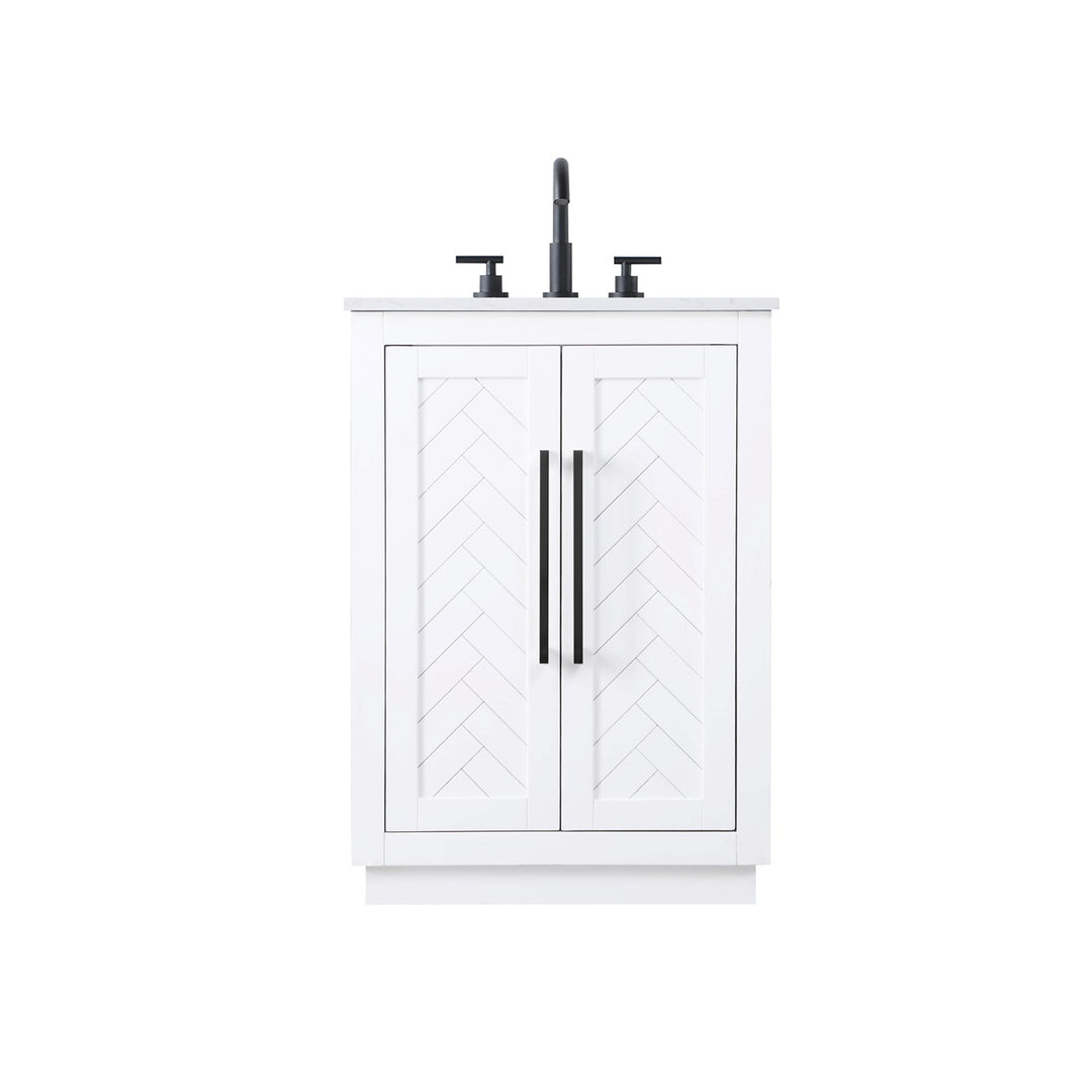 24 Inch Single Bathroom Vanity In White - View 3 - Joshua Marshal