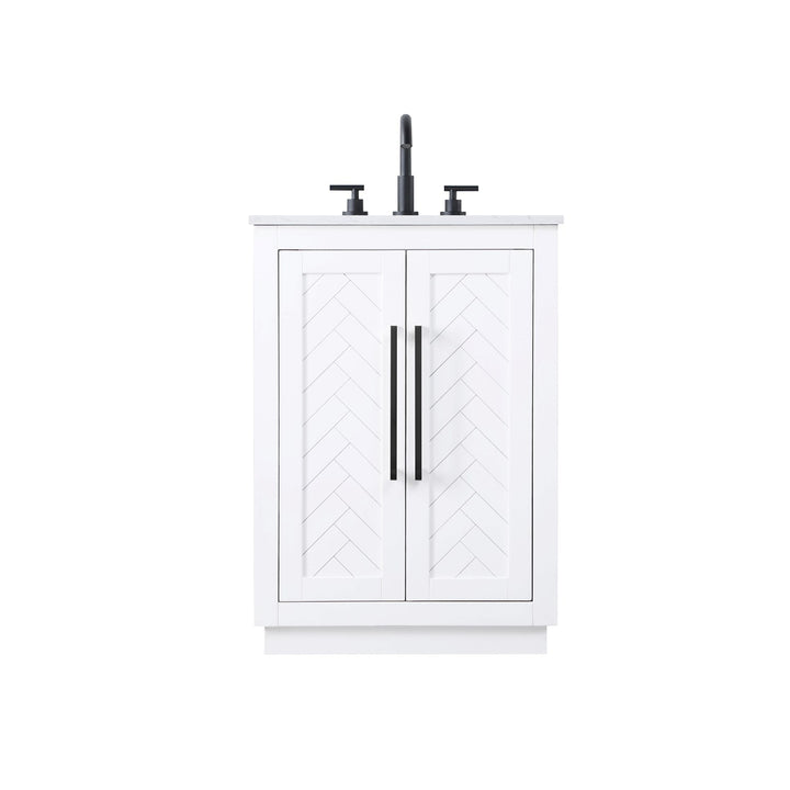 24 Inch Single Bathroom Vanity In White - View 3 - Joshua Marshal