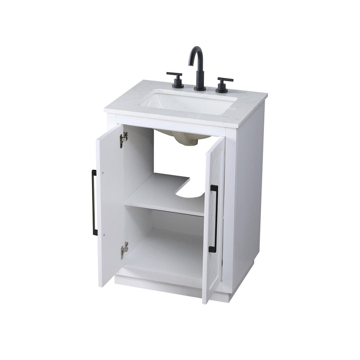 24 Inch Single Bathroom Vanity In White - View 4 - Joshua Marshal