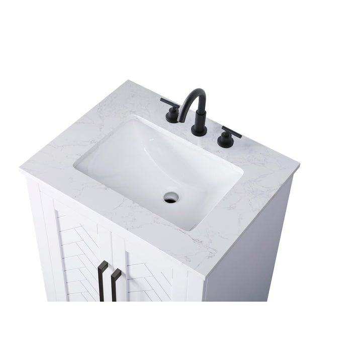 24 Inch Single Bathroom Vanity In White - View 5 - Joshua Marshal