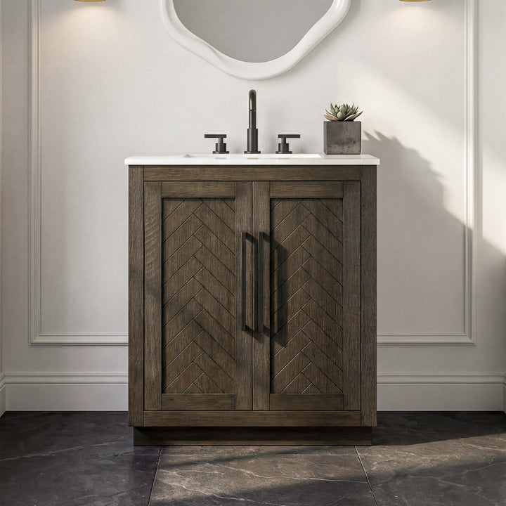 30 Inch Single Bathroom Vanity In Chocolate Oak Chocolate Oak Finish - KITCHEN & BATH by Joshua Marshal