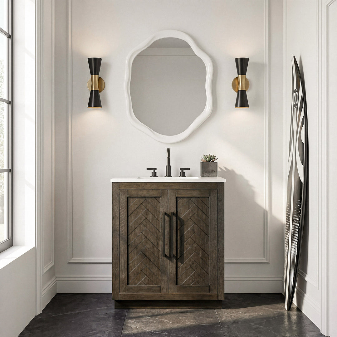 30 Inch Single Bathroom Vanity In Chocolate Oak - View 2 - Joshua Marshal