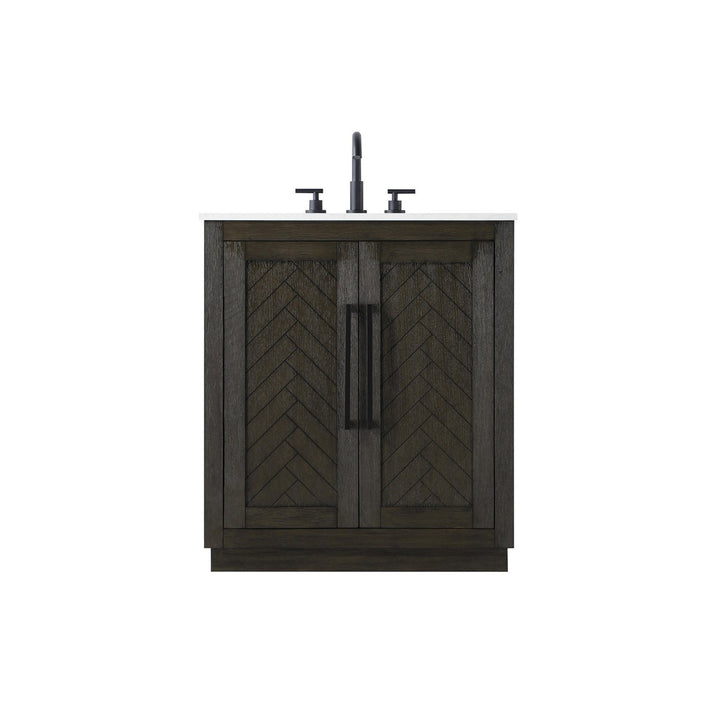 30 Inch Single Bathroom Vanity In Chocolate Oak - View 3 - Joshua Marshal