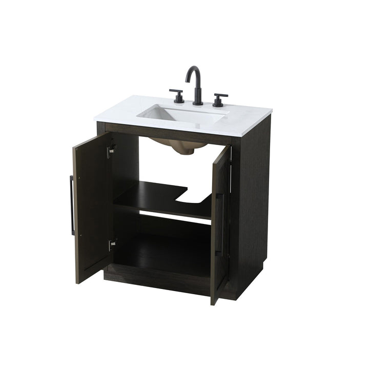 30 Inch Single Bathroom Vanity In Chocolate Oak - View 5 - Joshua Marshal