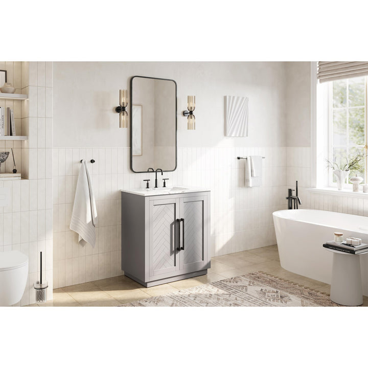 30 Inch Single Bathroom Vanity In Grey - View 2 - Joshua Marshal