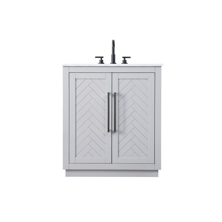 30 Inch Single Bathroom Vanity In Grey - View 3 - Joshua Marshal