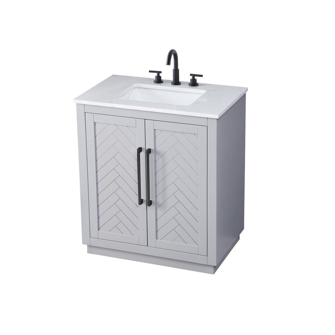 30 Inch Single Bathroom Vanity In Grey - View 4 - Joshua Marshal