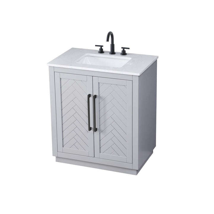 30 Inch Single Bathroom Vanity In Grey - View 4 - Joshua Marshal