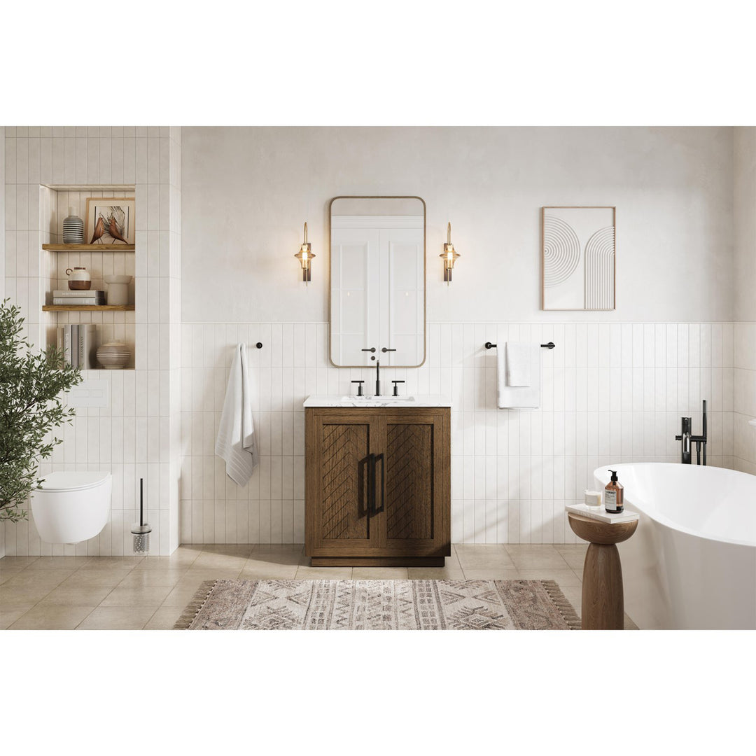 30 Inch Single Bathroom Vanity In Hazel Oak - View 3 - Joshua Marshal