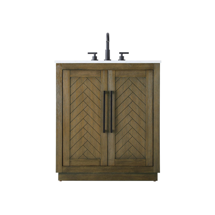 30 Inch Single Bathroom Vanity In Hazel Oak - View 4 - Joshua Marshal