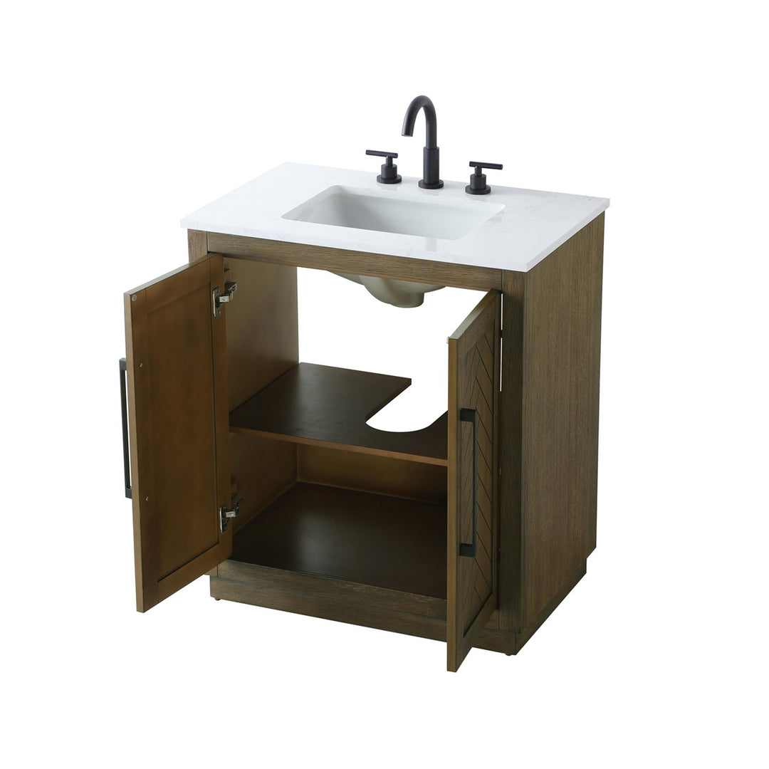 30 Inch Single Bathroom Vanity In Hazel Oak - View 5 - Joshua Marshal