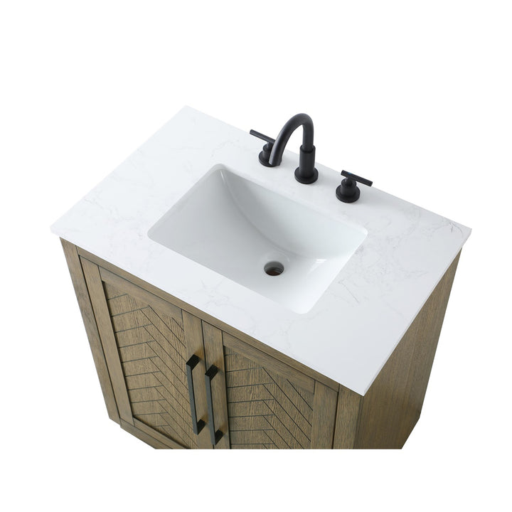 30 Inch Single Bathroom Vanity In Hazel Oak - View 6 - Joshua Marshal