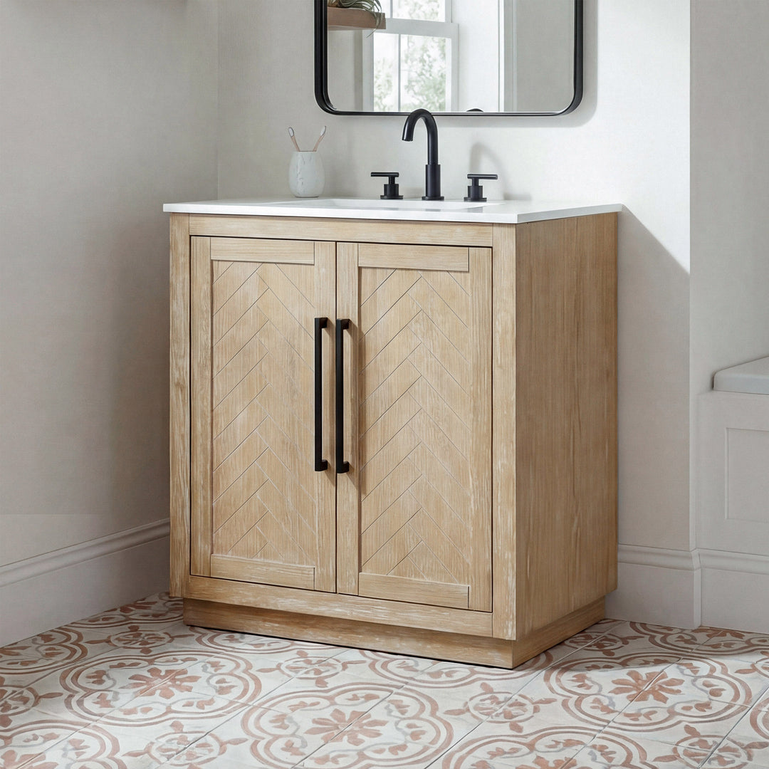 30 Inch Single Bathroom Vanity In Linen Oak Linen Oak Finish - KITCHEN & BATH by Joshua Marshal
