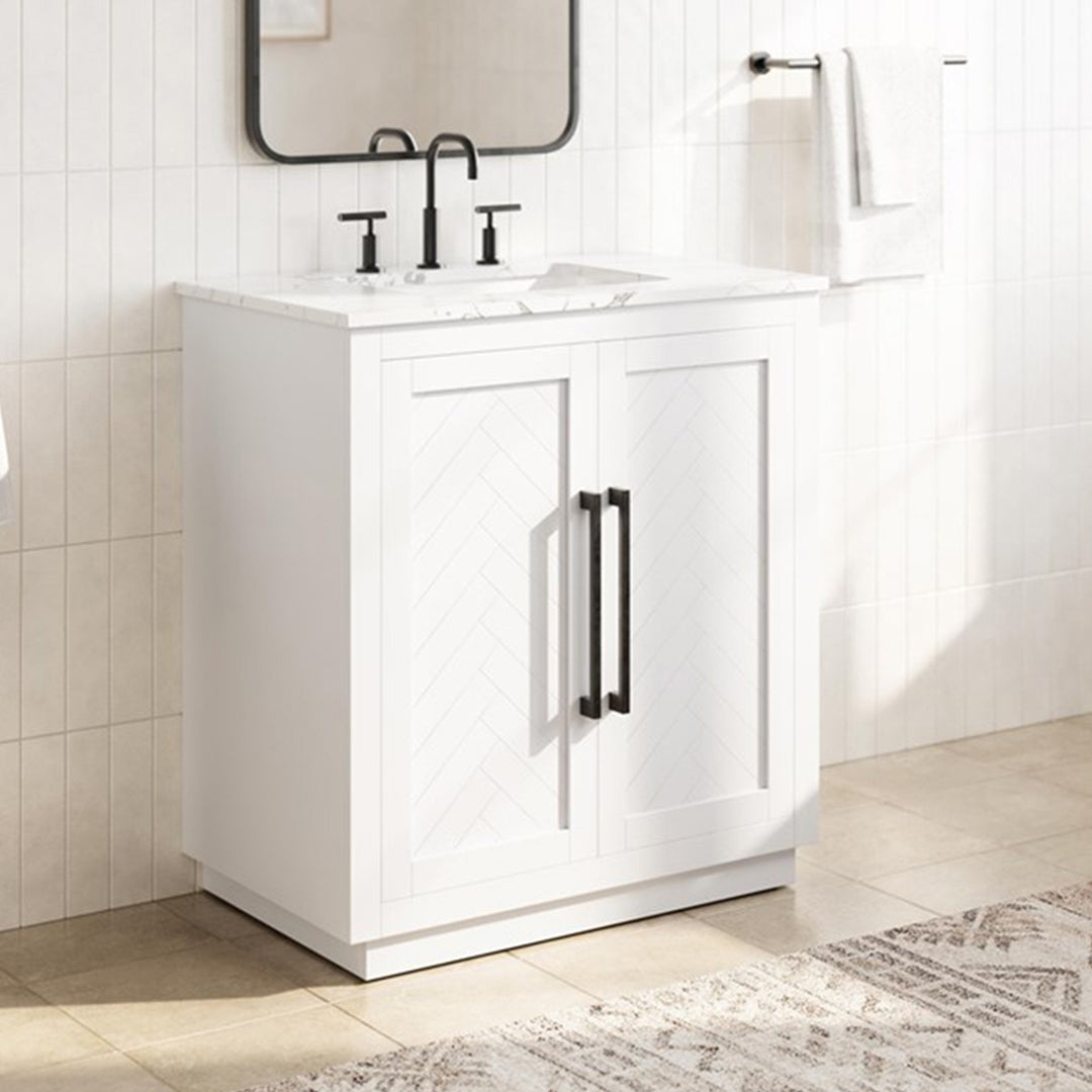 30 Inch Single Bathroom Vanity In White White Finish - KITCHEN & BATH by Joshua Marshal