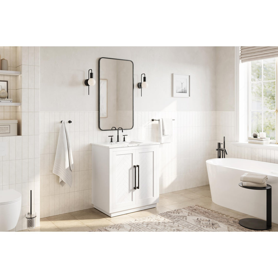30 Inch Single Bathroom Vanity In White - View 2 - Joshua Marshal