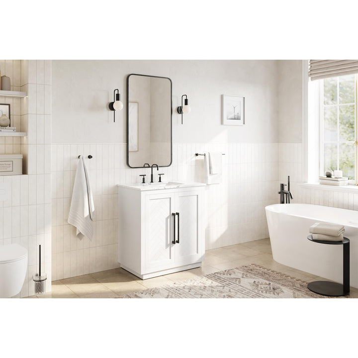 30 Inch Single Bathroom Vanity In White - View 2 - Joshua Marshal