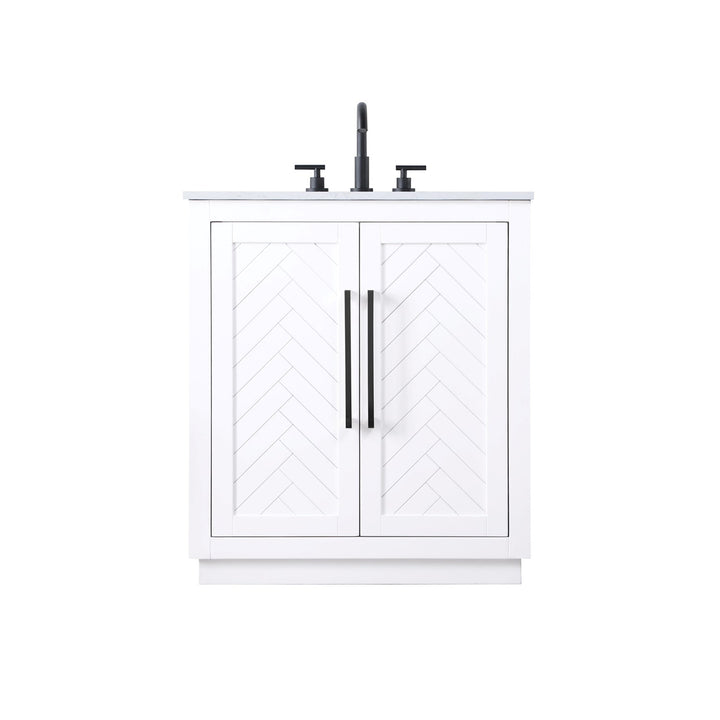 30 Inch Single Bathroom Vanity In White - View 3 - Joshua Marshal
