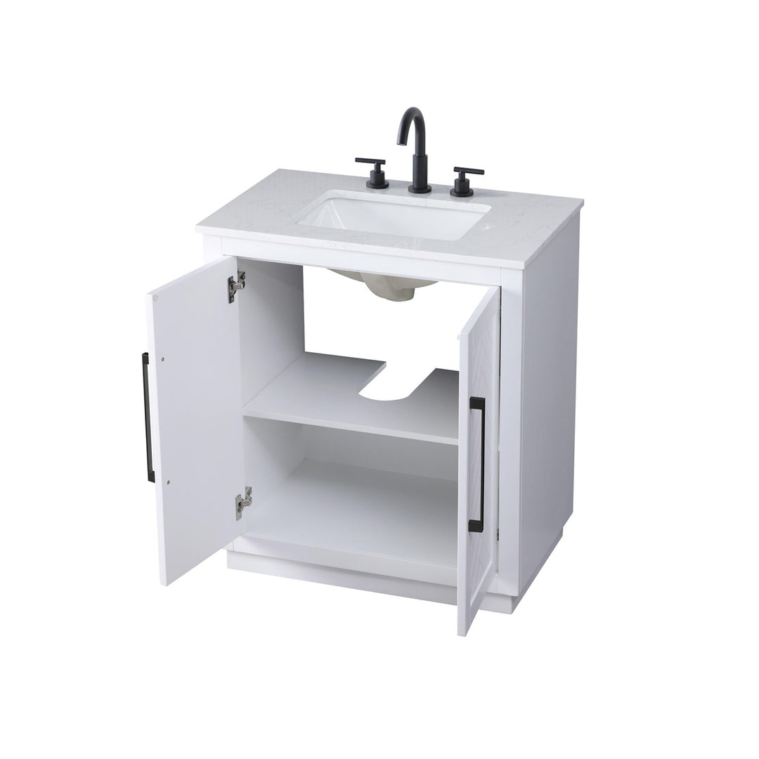 30 Inch Single Bathroom Vanity In White - View 4 - Joshua Marshal
