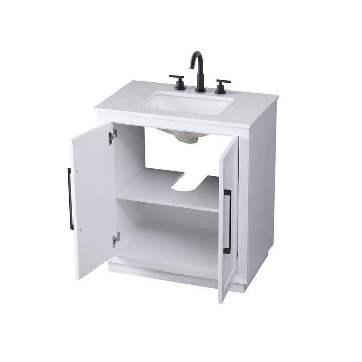 30 Inch Single Bathroom Vanity In White - View 4 - Joshua Marshal