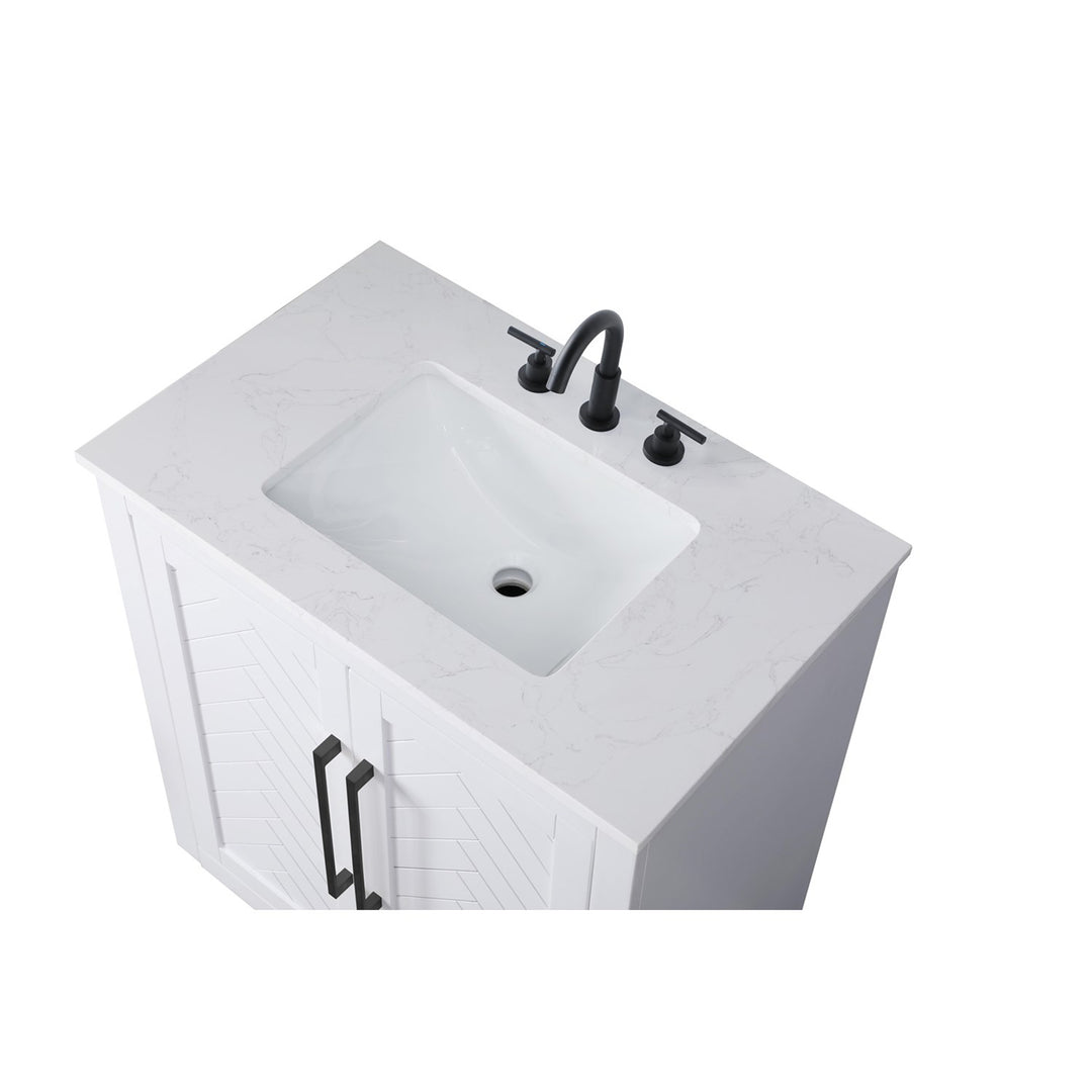 30 Inch Single Bathroom Vanity In White - View 5 - Joshua Marshal