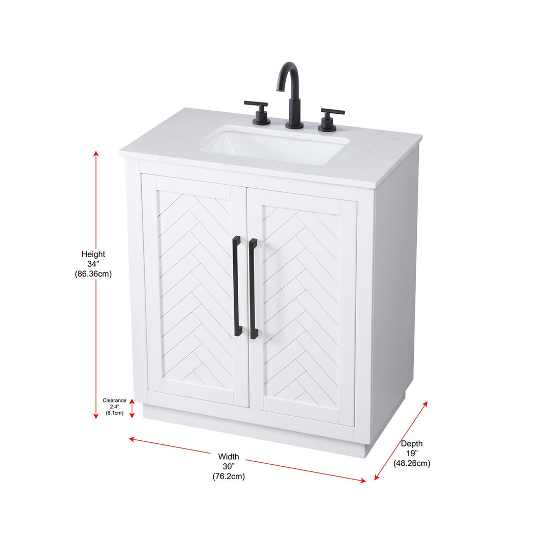 30 Inch Single Bathroom Vanity In White - View 6 - Joshua Marshal