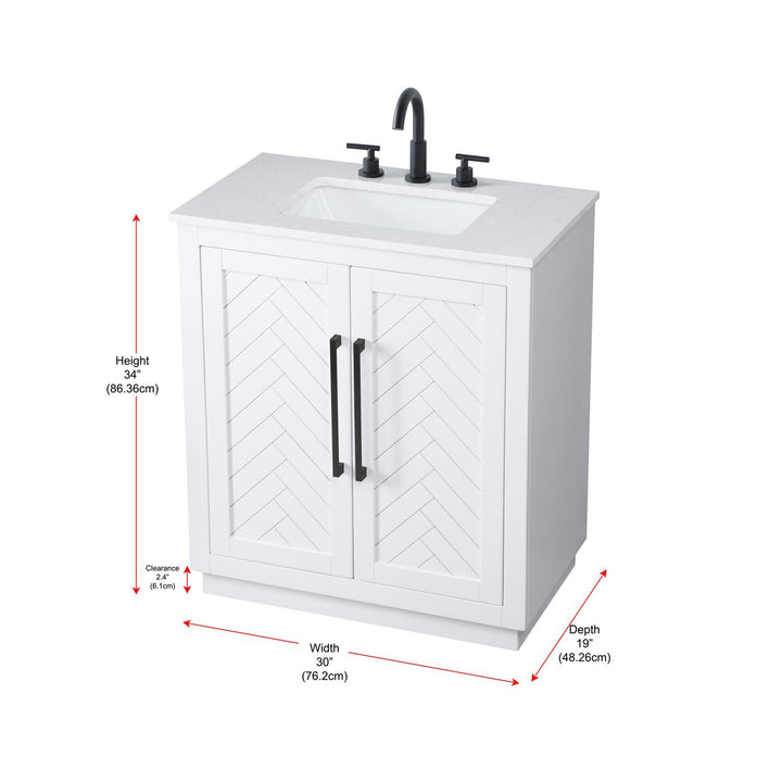 30 Inch Single Bathroom Vanity In White - View 6 - Joshua Marshal