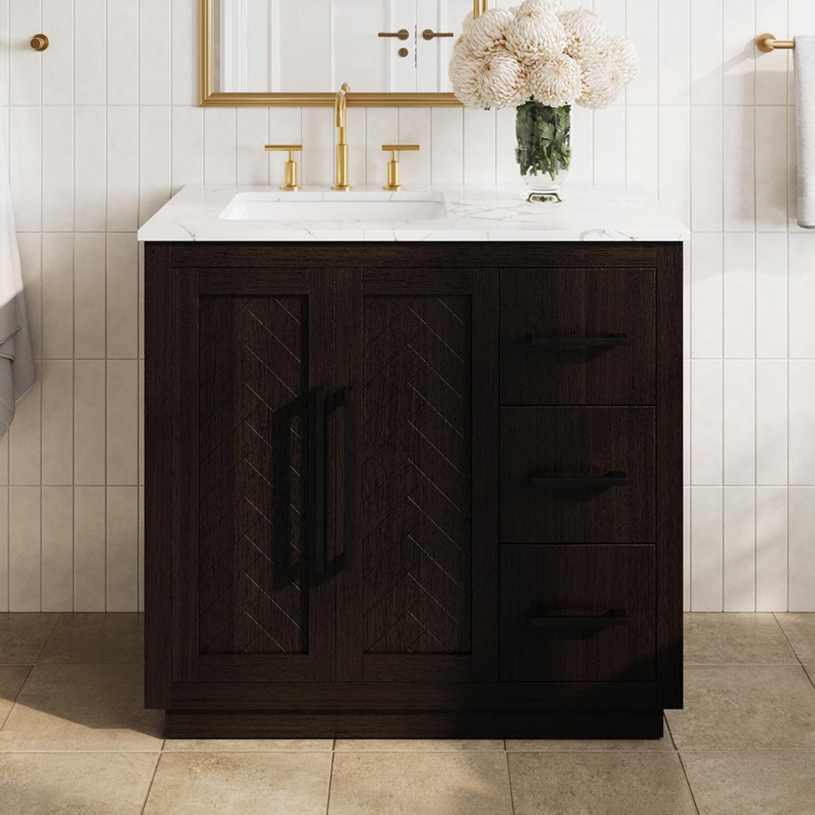 36 Inch Single Bathroom Vanity In Chocolate Oak Chocolate Oak Finish - KITCHEN & BATH by Joshua Marshal