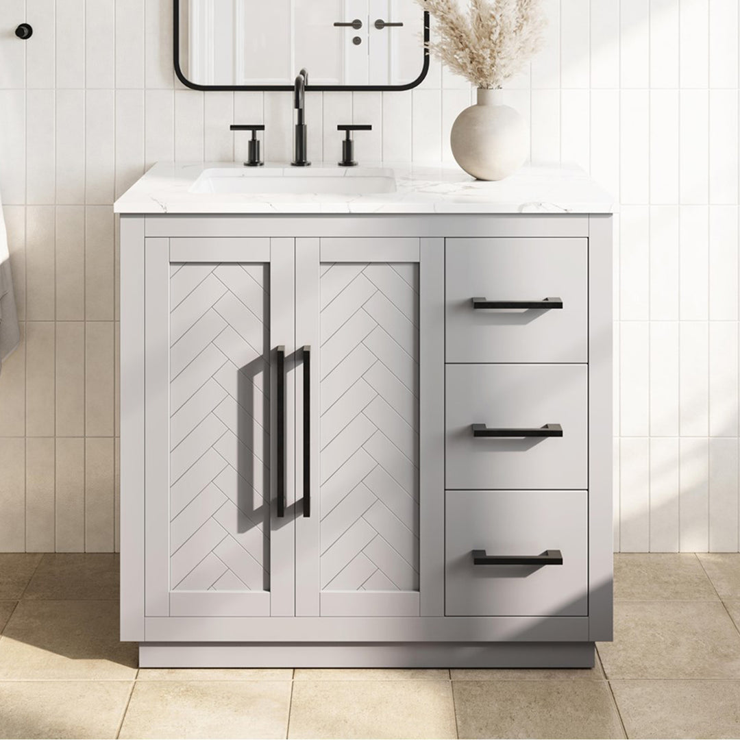 36 Inch Single Bathroom Vanity In Grey Grey Finish - KITCHEN & BATH by Joshua Marshal