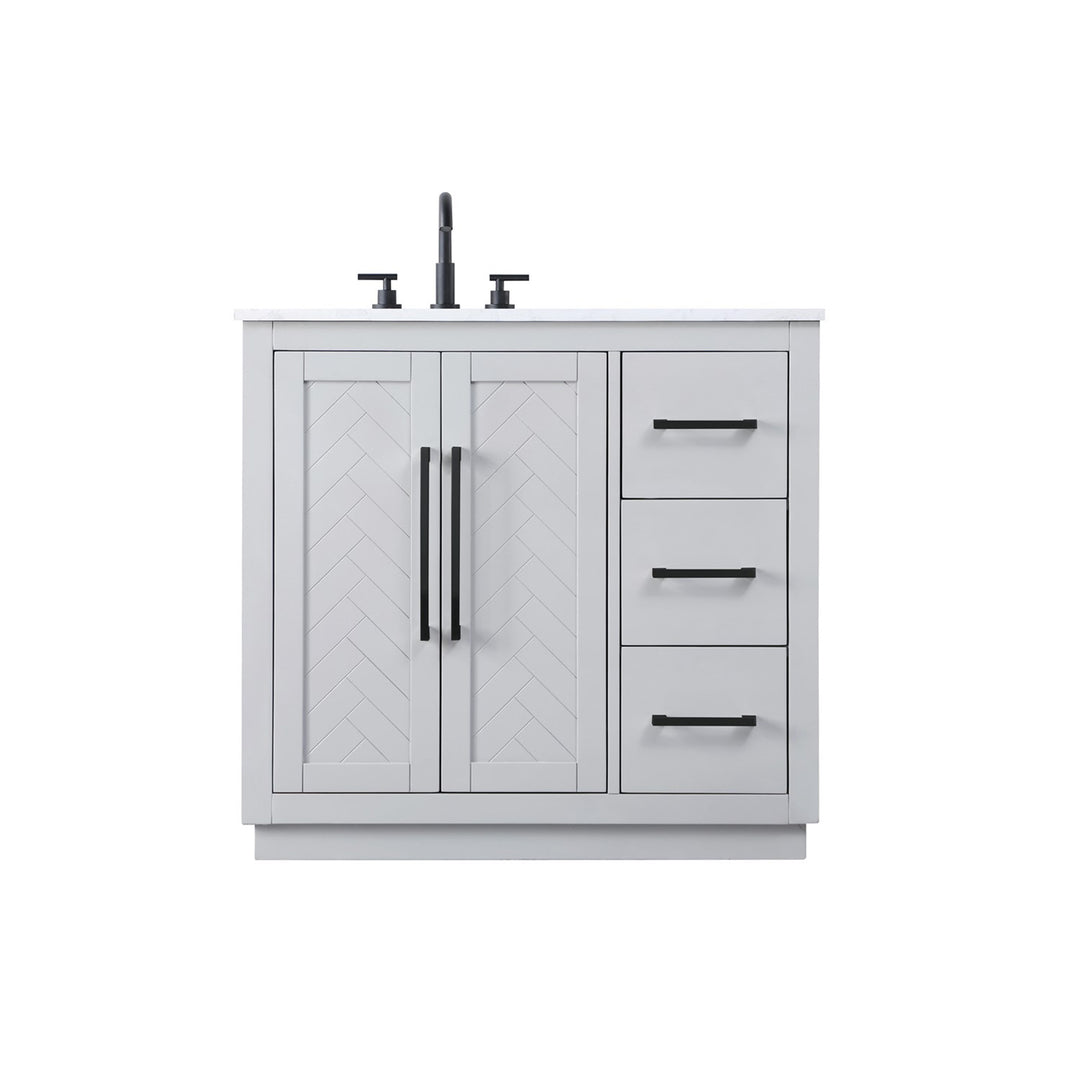 36 Inch Single Bathroom Vanity In Grey - View 3 - Joshua Marshal