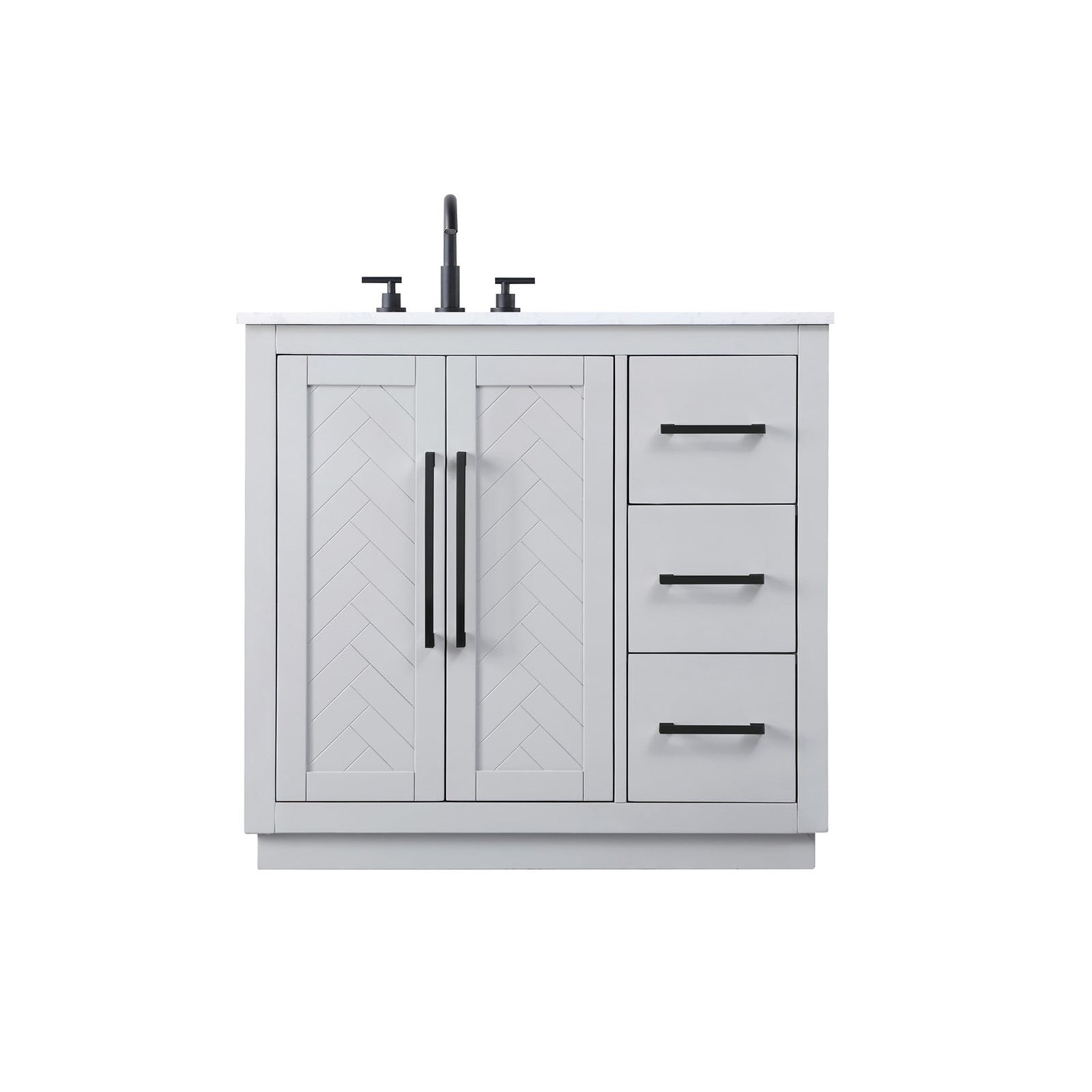 36 Inch Single Bathroom Vanity In Grey - View 3 - Joshua Marshal