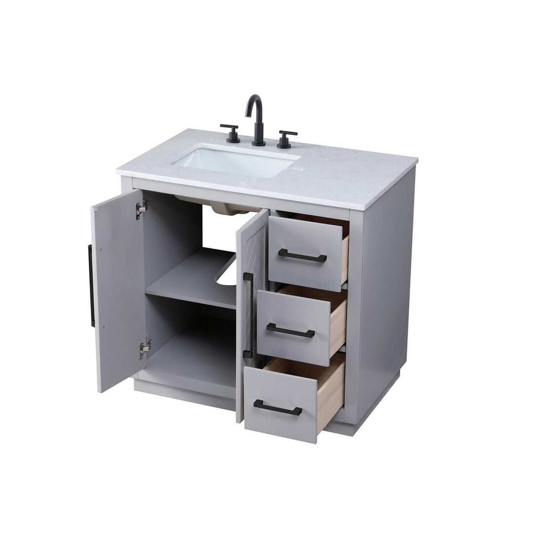 36 Inch Single Bathroom Vanity In Grey - View 4 - Joshua Marshal