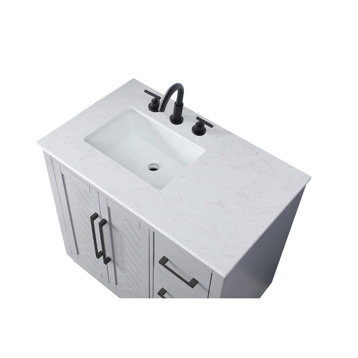 36 Inch Single Bathroom Vanity In Grey - View 5 - Joshua Marshal