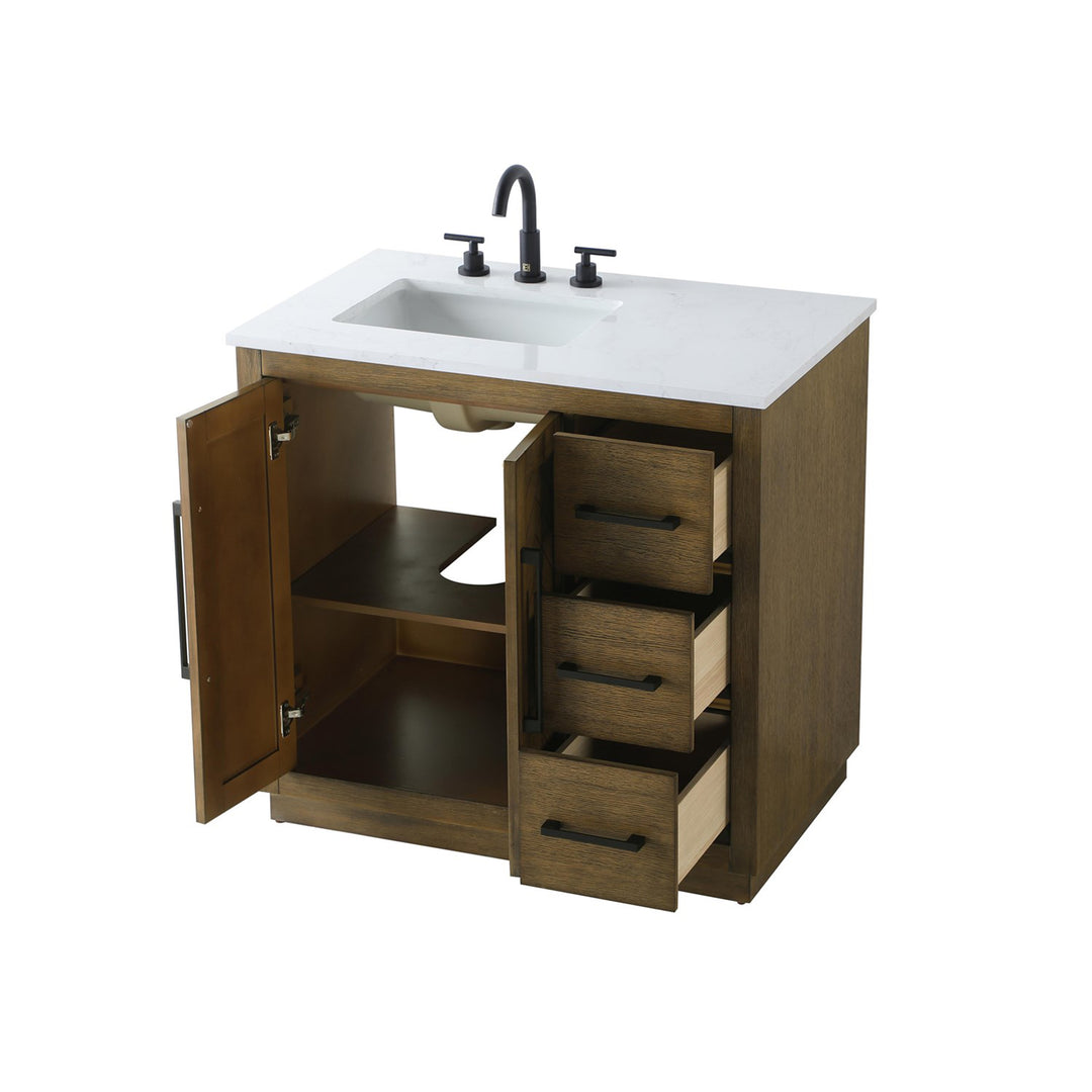 36 Inch Single Bathroom Vanity In Hazel Oak - View 4 - Joshua Marshal