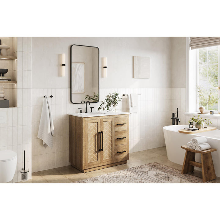 36 Inch Single Bathroom Vanity In Linen Oak