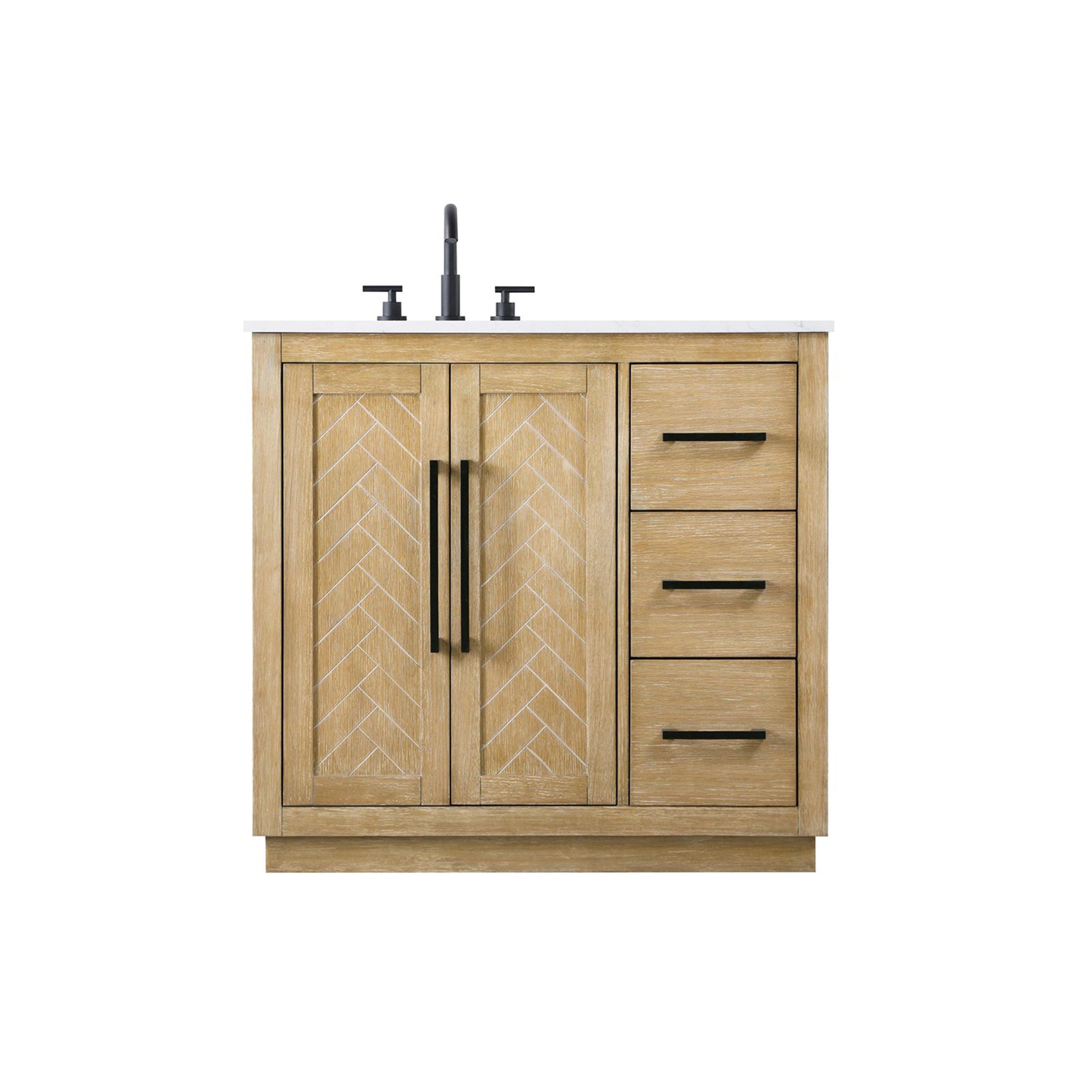 36 Inch Single Bathroom Vanity In Linen Oak - View 3 - Joshua Marshal
